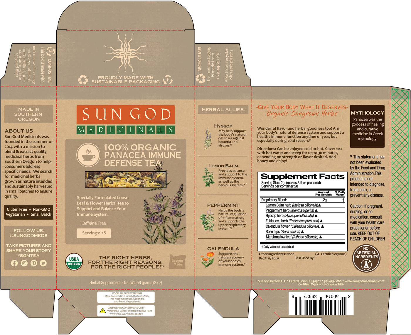 Panacea Immune Defense Organic Herbal Tea - Sun God Medicinals