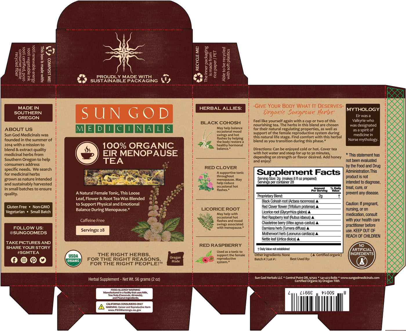 Eir Menopause Organic Herbal Tea - Sun God Medicinals