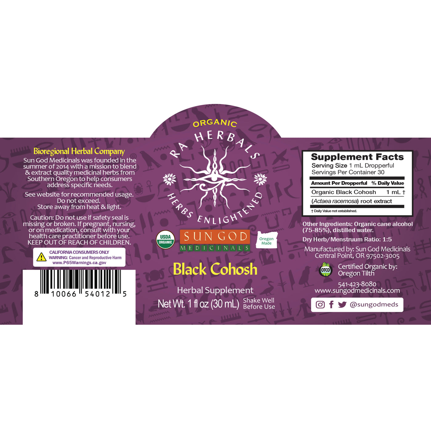 Ra Herbals Certified Organic Black Cohosh Root Tincture