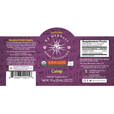 Ra Herbals Certified Organic Catnip Tincture  - Sale