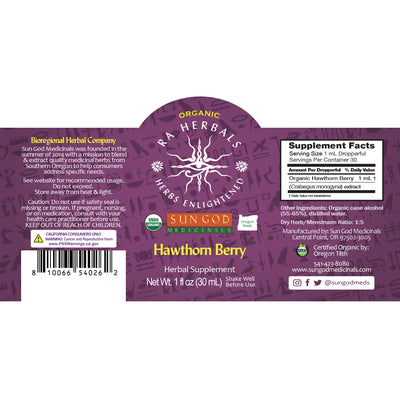 Ra Herbals Certified Organic Hawthorn Berry Tincture