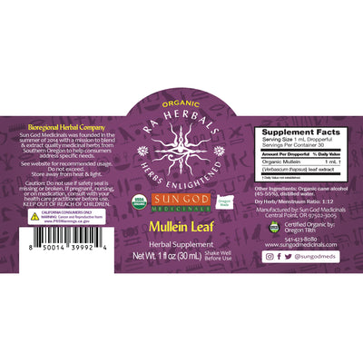 Ra Herbals Certified Organic Mullein Leaf Tincture