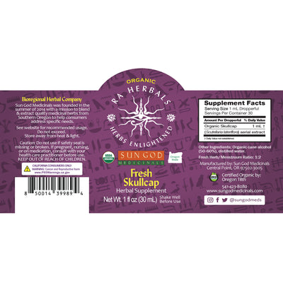 Ra Herbals Certified Organic Fresh Skullcap Tincture