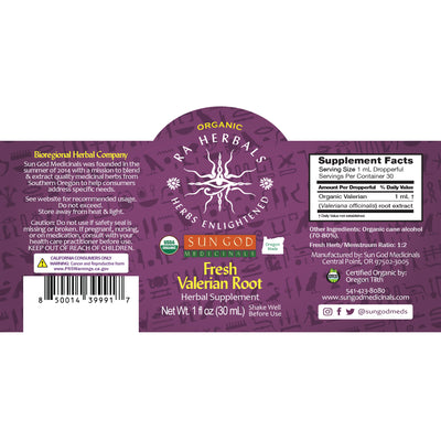 Ra Herbals Certified Organic Fresh Valerian Root Tincture