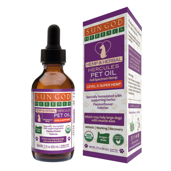 Organic Hercules Hemp Pet Oil – Herbal Support for Muscles