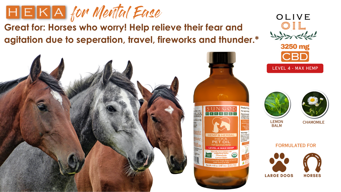 Organic Heka Mental Ease Hemp Pet Oil-Level 4 Max Hemp: for Horses and Large Dogs