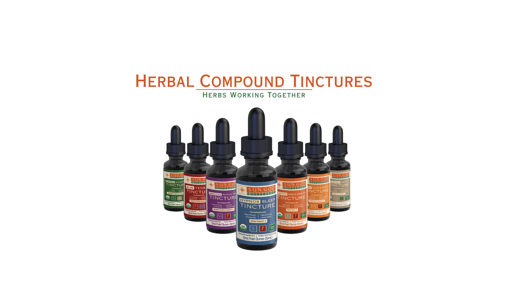 Herbal Compound Tinctures by Sun God Medicinals, Legend Lines