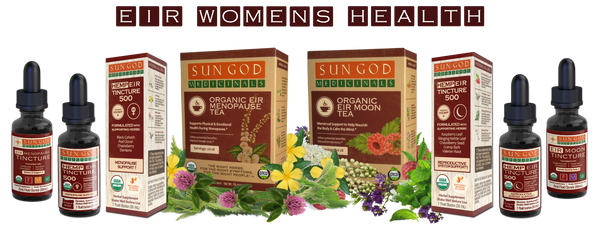 Eir Herbal Products for Menopause and Moontime by Sun God Medicinals. Formulated by an herbalist with medicinal herbs from Oregon.