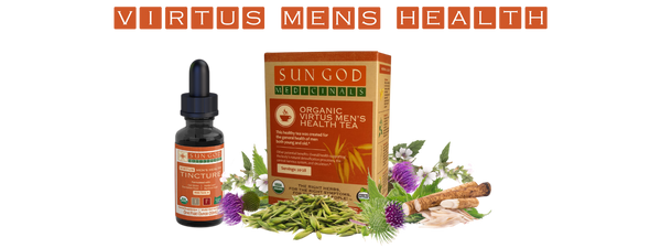 Virtus Herbal Products for Men's Health by Sun God Medicinals. Formulated by an herbalist with medicinal herbs from Oregon.