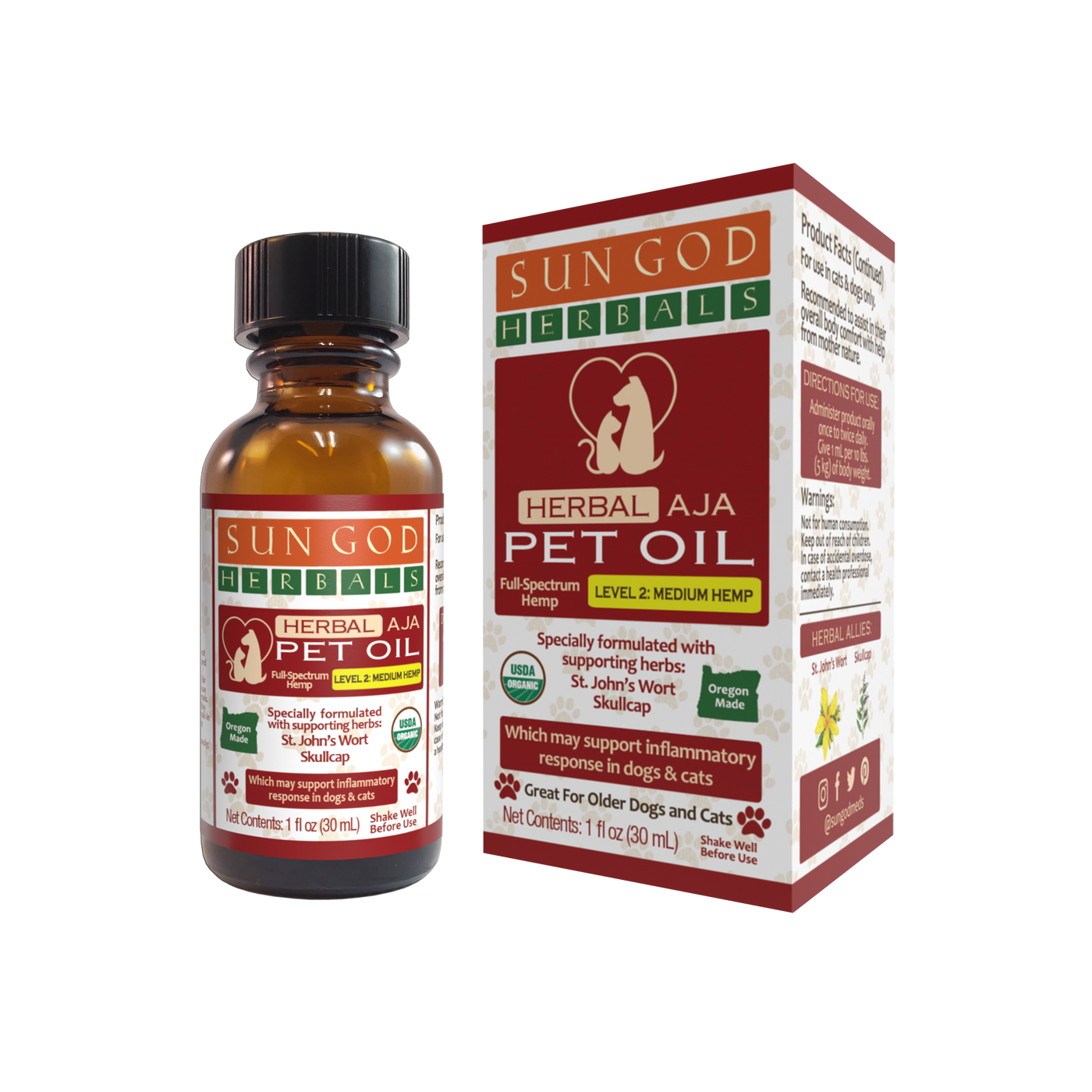 Organic Aja Relief Hemp Pet Oil - Sun God Medicinals