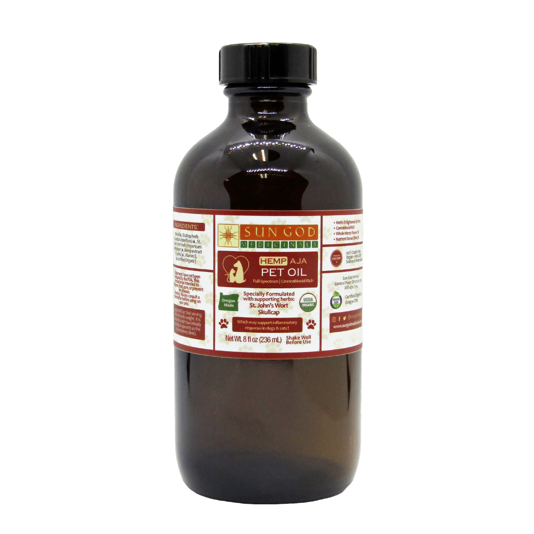 Organic Aja Relief Hemp Pet Oil in 3 Hemp Levels - Sun God Medicinals