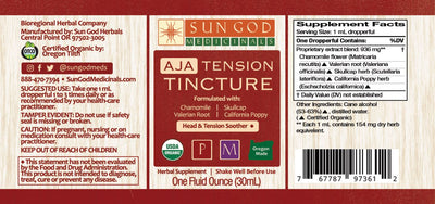 Aja Tension Herbal Tincture - Sun God Medicinals
