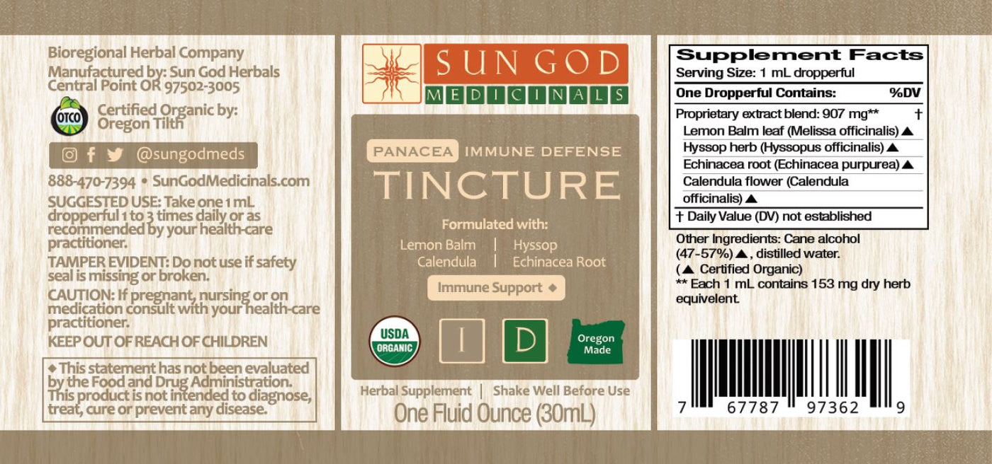 Panacea Immune Defense Herbal Tincture - Sun God Medicinals