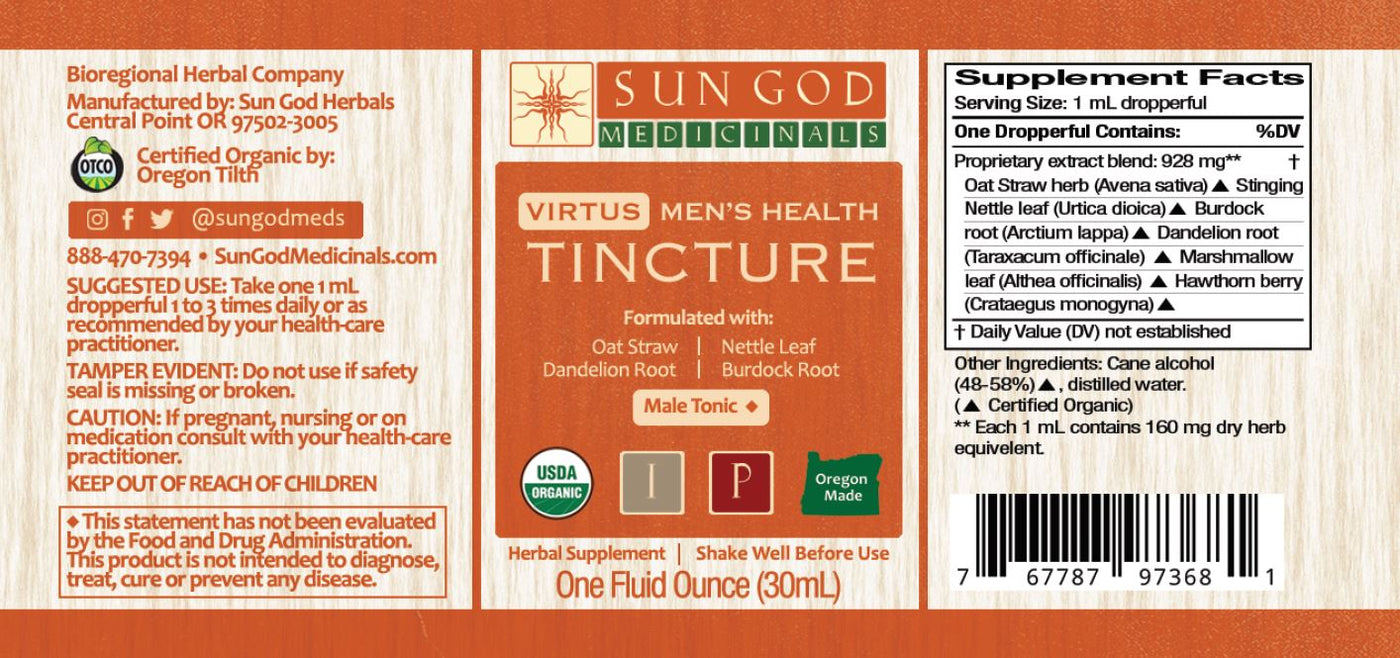 Virtus Men's Health Herbal Tincture - Sun God Medicinals