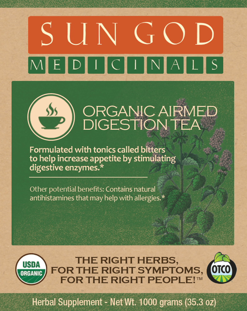 Airmed Digestion Bulk Organic Loose Leaf Herbal Tea - Bulk 1 Kilo - Sun God Medicinals