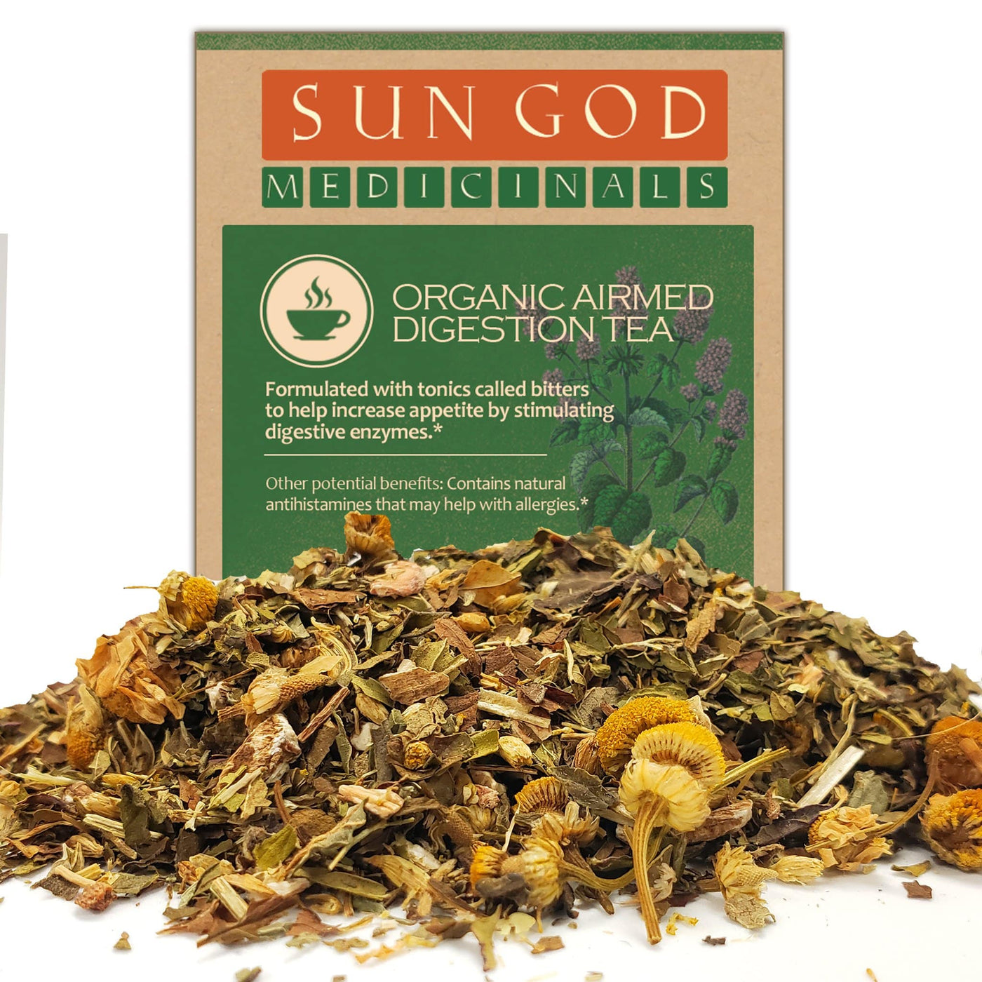 Airmed Digestion Bulk Organic Loose Leaf Herbal Tea - Bulk 1 Kilo - Sun God Medicinals