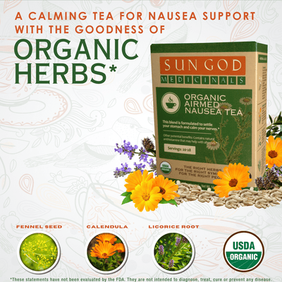 Airmed Nausea Organic Herbal Tea - Sun God Medicinals