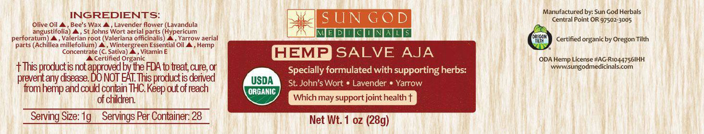 Organic Aja Joint Hemp Salve 1 oz. - Sun God Medicinals