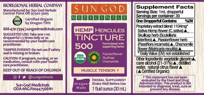 Organic Hercules Muscle Tension Hemp Tincture 500 **Closeout Batch** - Sun God Medicinals