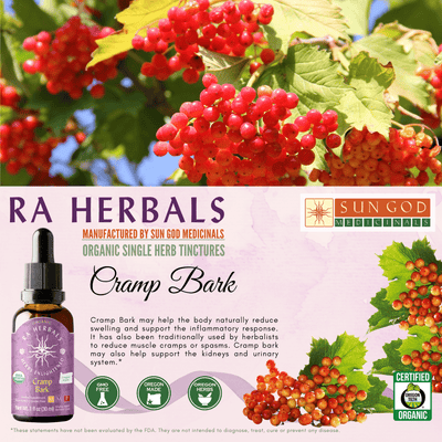 Ra Herbals Certified Organic Cramp Bark Tincture - Sun God Medicinals