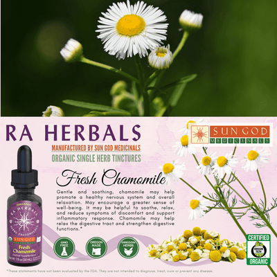 Ra Herbals Certified Organic Fresh Chamomile Tincture - Sun God Medicinals