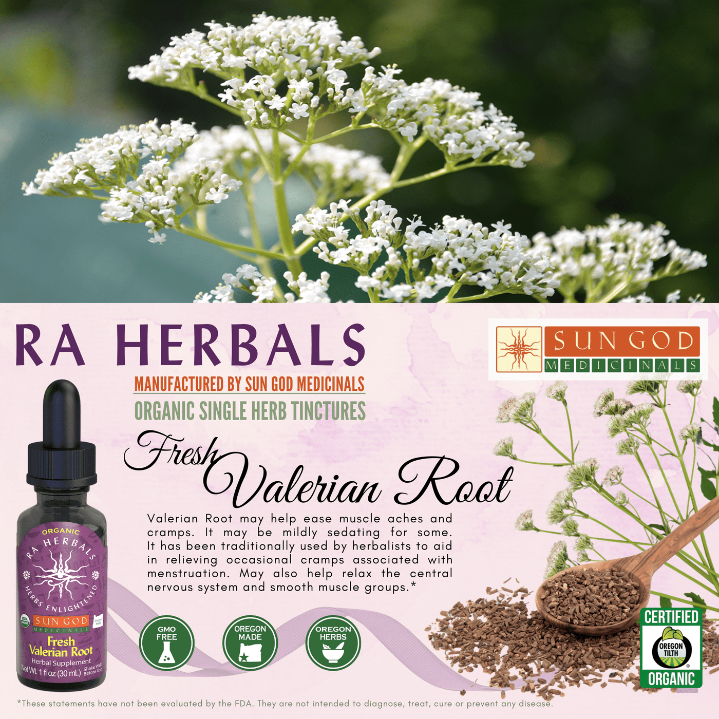 Ra Herbals Certified Organic Fresh Valerian Root Tincture - Sun God Medicinals