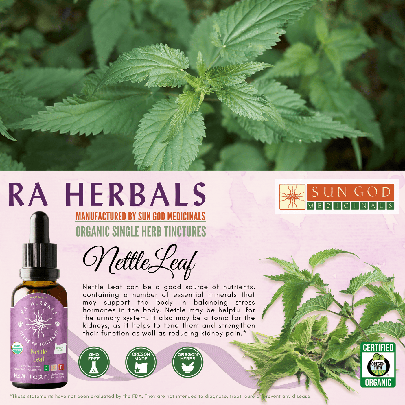 Ra Herbals Certified Organic Nettle Leaf Tincture - Sun God Medicinals