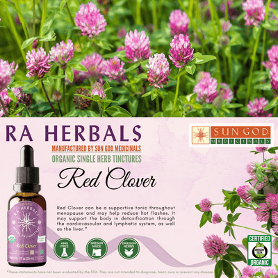 Ra Herbals Certified Organic Red Clover Tincture - Sun God Medicinals