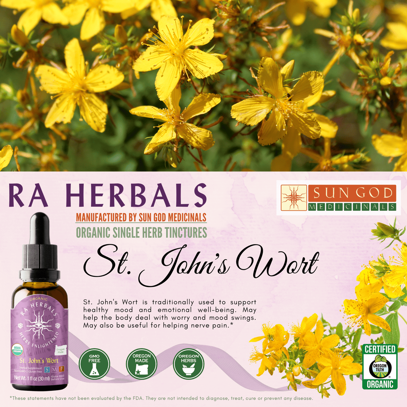 Ra Herbals Certified Organic St. John's Wort Tincture - Sun God Medicinals