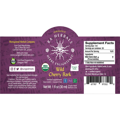 Ra Herbals Certified Organic Wild Cherry Bark Tincture - Sun God Medicinals